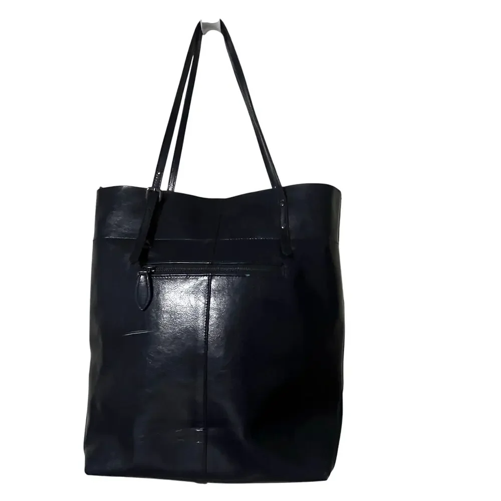 Borgasets Leather Tote Bag Navy - Picture 2 of 11